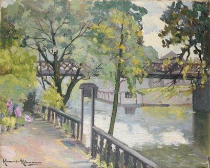 Alexandre ALTMANN (1885-1934) "La Seine à Boulogne". Huile sur toile signée en bas...