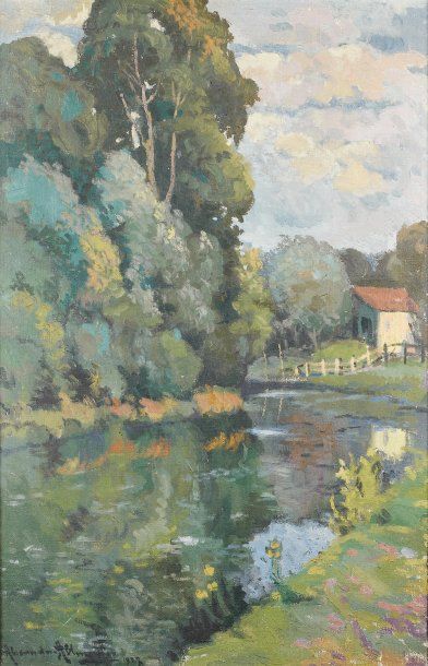 Alexandre ALTMANN (1885-1934) "La maison au bord du Grand Morin (Seine et Marne)"....