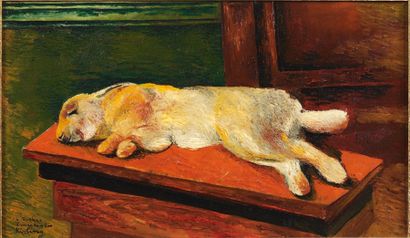 Moïse KISLING (1891-1953) "Lièvre sur une table, 1918". Huile sur toile signée en...