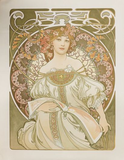 Alphonse MUCHA (1860-1939) Rêverie, (1898). Affiche lithographique en couleurs. Signée...