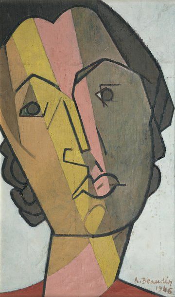 André BEAUDIN (1895-1979) Portrait de Germain Hugnet. Huile sur toile, signée en...