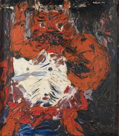 Walasse TING (1929) Etre rouge, 1956 Huile sur toile, signée en haut à droite, portant...