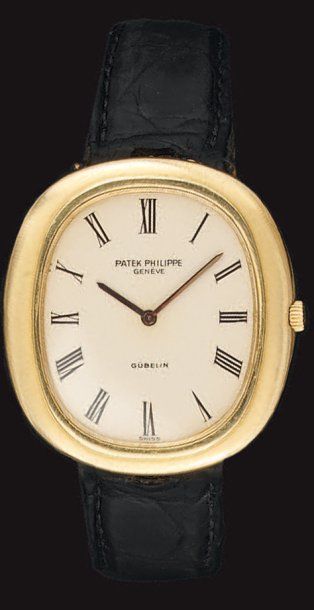 PATEK PHILIPPE & Co pour GUBELIN Montre bracelet d'homme en or, cadran ivoire avec...
