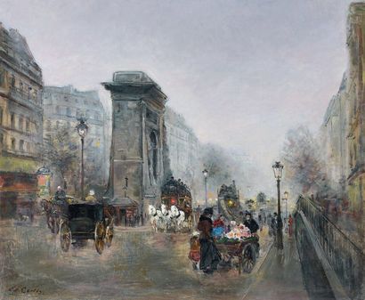 Edouard CORTÈS (1882-1969) La porte Saint-Denis. Huile sur toile, signée en bas à...