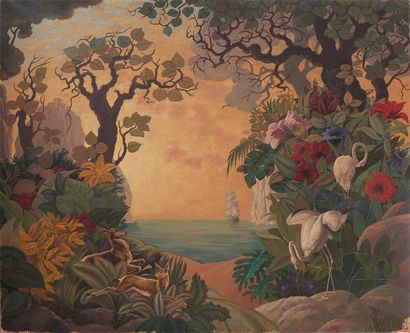 Charles NAILLOD (1876-?) L'île de rêve, 1936. Huile sur toile, signée et datée en...