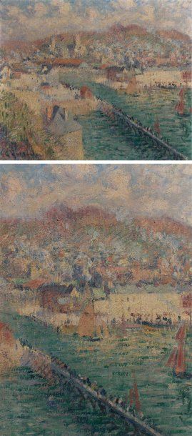 Gustave LOISEAU (1865-1935) Port de Fécamp. Huile sur toile, signée en bas à gauche,...