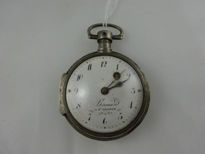 null Montre de gousset à coq en argent (925).

Le cadran émaillé blanc à index chiffres...