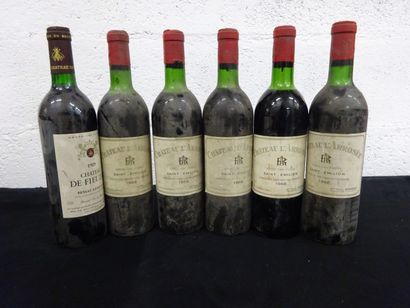 null Lot comprenant:

- Château L'ARROSEE, 5 bouteilles, 1966 

- Château FIEUZAL,...