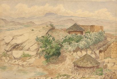 Henry de MONFREID (1879-1974) Village africain.

Aquarelle sur papier, signé en bas...