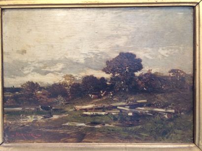 Louis Adolphe HERVIER (1818-1879) Paysage.

Huile sur panneau. 

Signée en bas à...