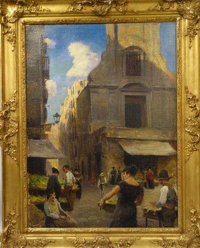 Louis P. SZANTO (1889-1965) Marché devant une église. 

Huile sur toile.

Signée...