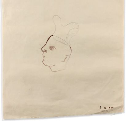 Vincent BIZIEN (1968) 
Tête d'homme avec toque.
Aquarelle et mine de plomb sur papier,...