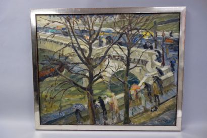 René LEVREL (1900-1981) 

Vue de Paris, sur les quais. 

Huile sur toile. 

Signée...