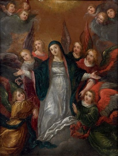 Ecole de Frans II FRANCKEN dit le Jeune (Anvers 1581-1642) L'Assomption de la Vierge...