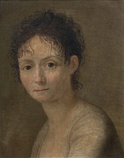 ÉCOLE FRANÇAISE DU PREMIER TIERS DU XIXe SIÈCLE Portrait de jeune femme à la chevelure...