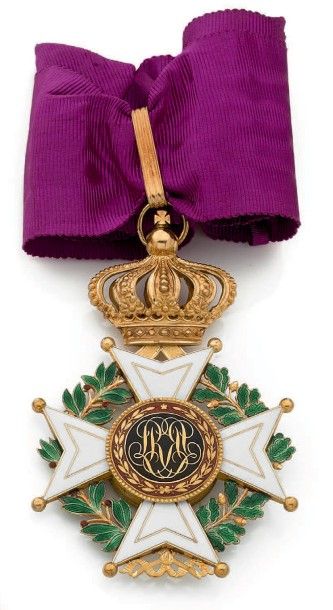 BELGIQUE 
Ordre de Léopold, fondé en 1832, croix de commandeur à titre civil en or...