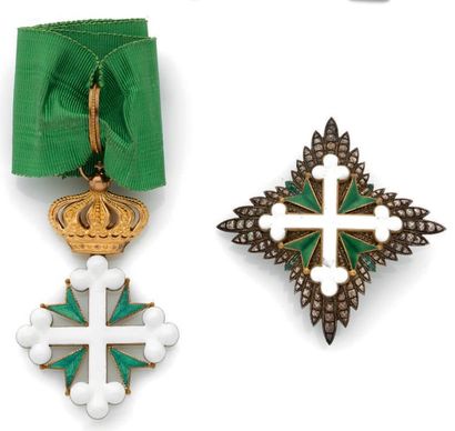 ITALIE 
Ordre des Saints Maurice et Lazare, fondé en 1572, ensemble complet de grand...