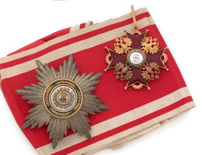 RUSSIE 
Ordre de Saint-Stanislas, fondé en 1765, ensemble de Ire classe (grand-croix)...