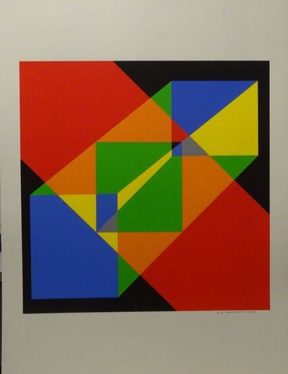 Guy VAN DENBRANDEN (1926-2014) Composition.
Sérigraphie en couleurs. 
Signée et datée...