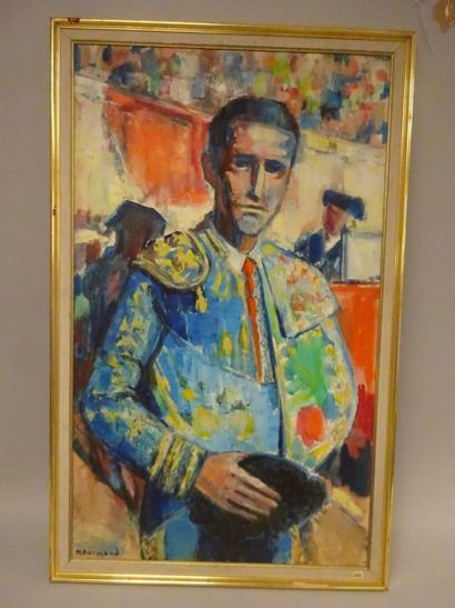 Marguerite BERMOND (1911-1991) 

"Portrait d'El Viti".

Huile sur toile. 

Signée...