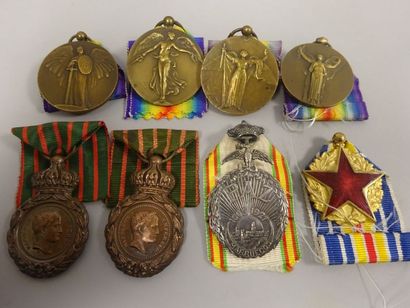 null Lot huit pièces :

- deux Médailles de Sainte Héléne.

- quatre Interalliées...