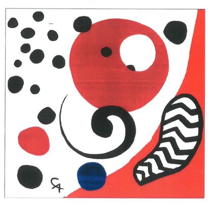 D'après Alexandre CALDER (1898-1976) Impression sur soie, 1967.
94 x 91 cm.
Don d’Adrien...