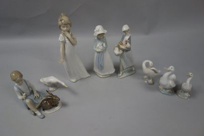 LLADRO 


Ensemble de huit sujets en porcelaine comprenant des figures féminines...