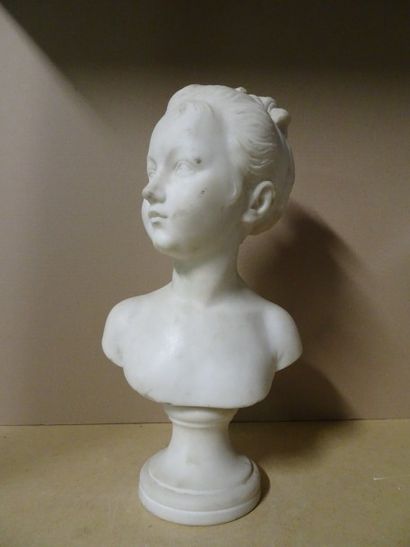 D'APRÈS JEAN-ANTOINE HOUDON (1741-1828) 


Buste de Louise Brongniart enfant, sur...