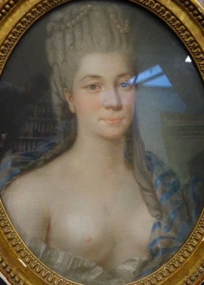 Ecole de la seconde moitié du XVIIIème siècle 


Jeune femme en buste.


Pastel sur...