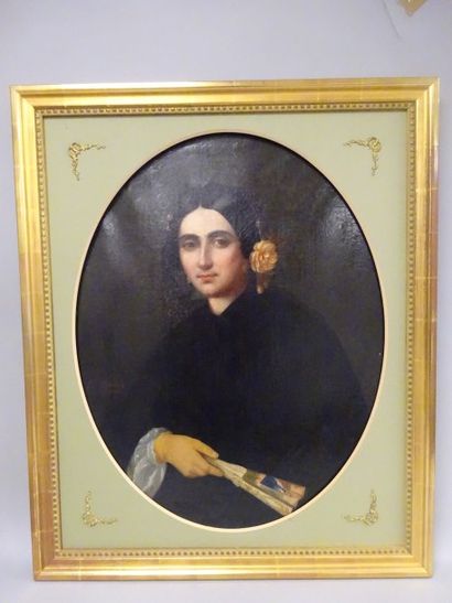 Louise FOUCAUD (milieu du XIXème siècle) 


Portrait de femme à l'éventail. 


Huile...