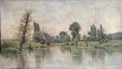 Adrien Jacques SAUZAY (1841-1928) 


Bords de rivière.


Huile sur toile. 


Signée...