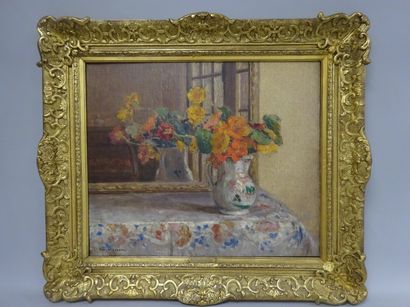 Pierre-Félix FIX-MASSEAU (1869-1937) 


Pichet fleurie sur une table, devant un miroir.


Huile...