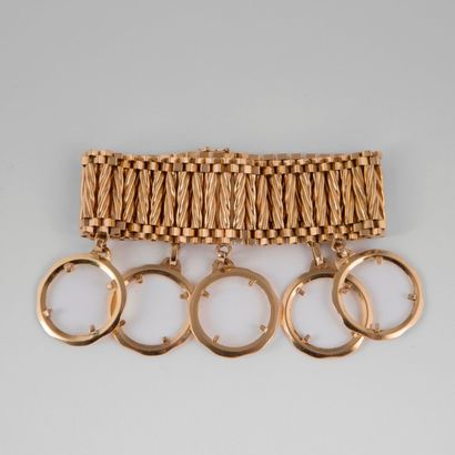 null Bracelet ruban en or jaune (750) à mailles fantaisie articulées agrémenté de...