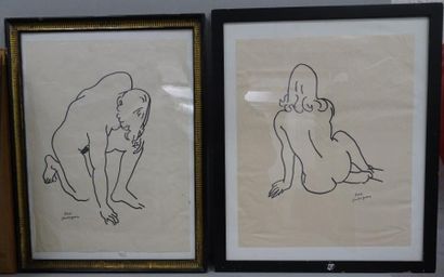 Pierre AMBROGIANI (1907-1985) 

Deux études de nus féminins.

Encre sur papier.

Signés...