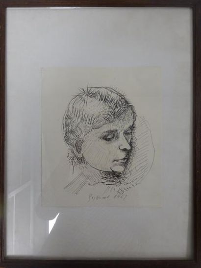 Gérard GUYOMARD (1936) 

Portrait de femme. 1962.

Mine de plomb et encre sur papier.

Signé...