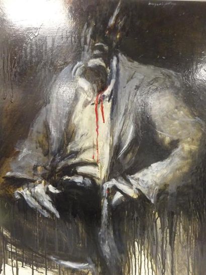 Jean-Pierre BOURGEOIS-POTAGE (1947) 

Homme assis à la veste grise 

Huile sur Isorel....