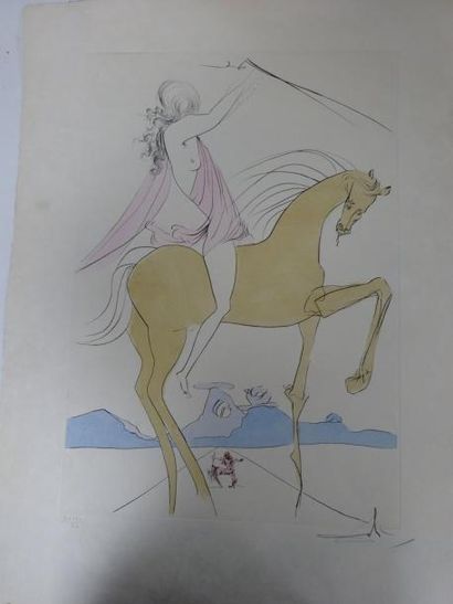 Salvador DALI (1904-1989) 

Amazone et centaure. 

Lithographie en couleur sur papier....