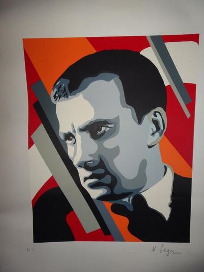 Nadia CHODASIEWICZ-LÉGER (1904-1982) 
Portrait d'homme.
Sérigraphie en couleurs sur...