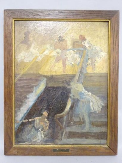 Attribué à Paul RENOUARD (1845-1924) 

L'escalier de la danse. 

Huile sur panneau....