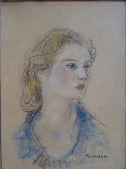 Attribué à Charles CAMOIN (1879-1965) 

Buste de femme.

Dessin de couleurs sur papier.

Signé...