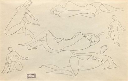 André DERAIN (1880-1954) 

Etudes de nus. 

Dessin double face au crayon sur papier....