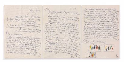 MIRÓ (Joan). 1893-1983 
Lettre autographe, signée à Jean LEYMARIE. 4. VIII. [19]74;...