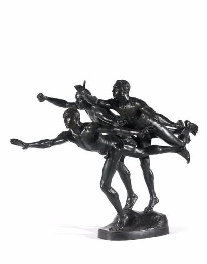 Alfred BOUCHER (1850-1934) 
Au but.
Épreuve en bronze patiné, signée et numérotée...