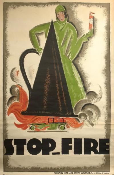 Charles LOUPOT (1892-1962) 
STOP-FIRE.
Affiche lithographiée en couleurs.
Création...