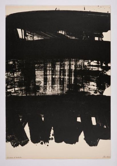 Pierre SOULAGES (1919) 
Lithographie 21 - 1969
Lithographie en noir sur papier.
Signée...