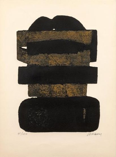 Pierre SOULAGES (1919) 
Eau-forte XXIV. 1973 (Catalogue de l'Oeuvre imprimé n° 26)...