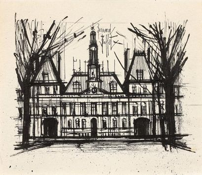 Bernard BUFFET (1928-1999) 
L'Hôtel de Ville de Paris.
Mine de plomb et encre de...