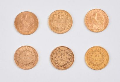 null Six pièces de 20 francs or : 

Paris : 1812 (chocs), 1854, 1876, 1907, 1912....