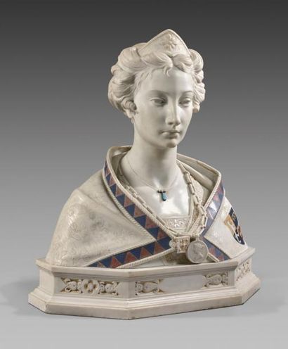Attribué à Aristide PETRILLI (1868-1930?) 
Buste de jeune femme en marbre blanc et...