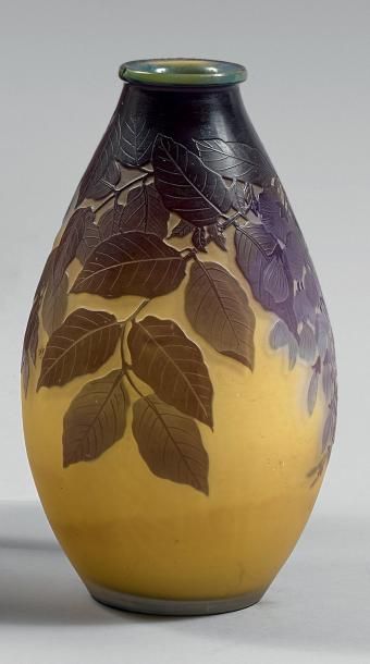 ÉTABLISSEMENTS GALLÉ 
Vase ovoïde à petit col ourlé et à fond plat.
Epreuve en verre...